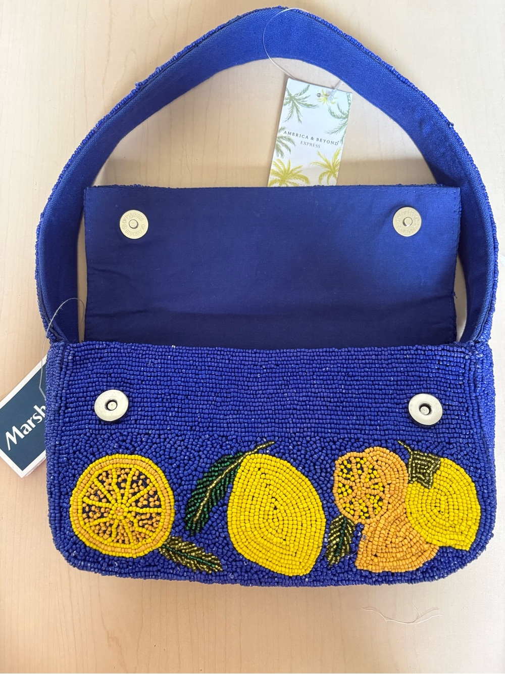 America & Beyond Beaded Lemon-Print Shoulder Bag - Picture 2 of 4